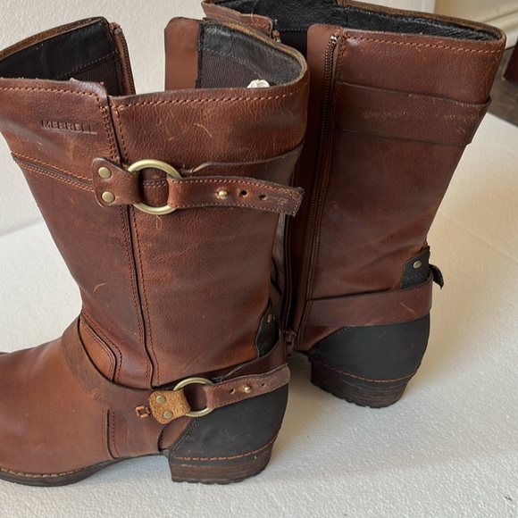 Merrell Women Oak leather Mid Calf Moto boot water resistant buckle harness 10.5 - Picture 11 of 16